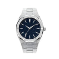 Stainless steel men's business watch with 42mm dial and waterproof quartz movement
