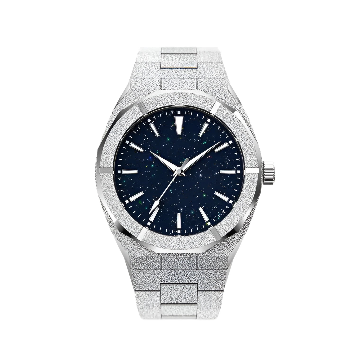 Stainless steel men's business watch with 42mm dial and waterproof quartz movement