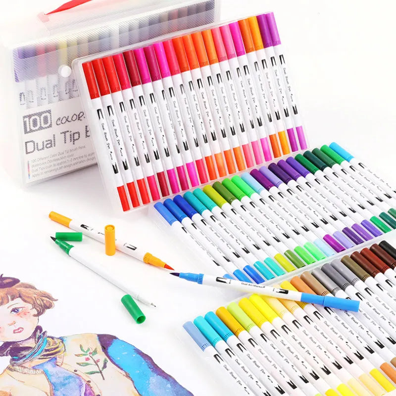 Ink water colour pen set in multiple colour options for artistic blending and promotional use