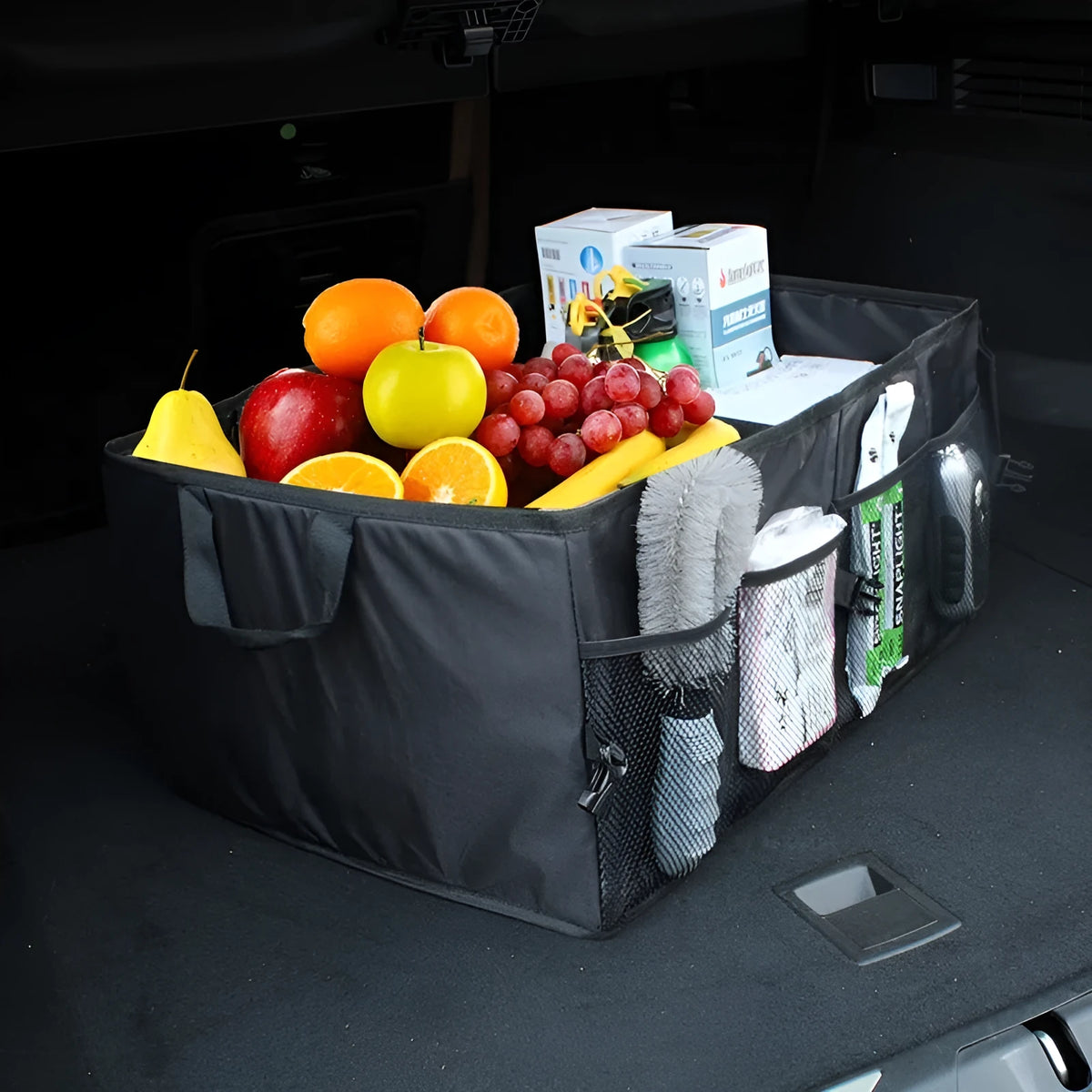 Black Oxford cloth folding storage box for large bags and cars, 560 x 400 x 260mm, 2000L