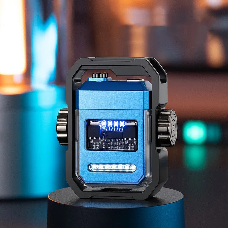 Qidian X12 mecha double arc electric lighter with gyroscope mechanism in zinc alloy construction