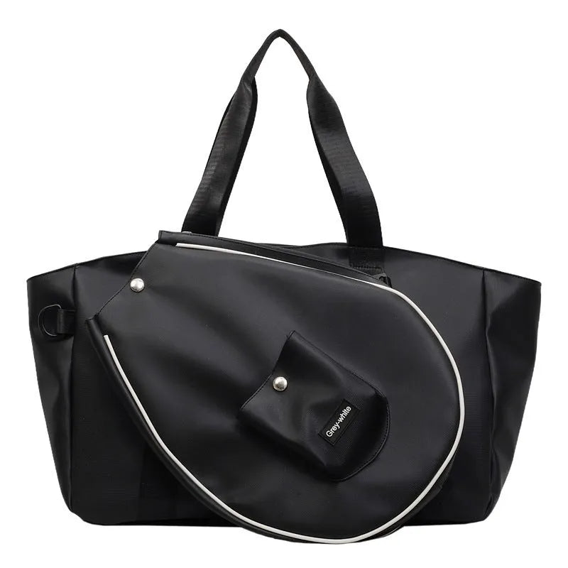 Black one-shoulder casual yoga storage bag with large capacity for gym equipment.