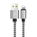 Hemp rope braided iPhone charging cable in multiple colours, showing 8PIN connector and 1m length.