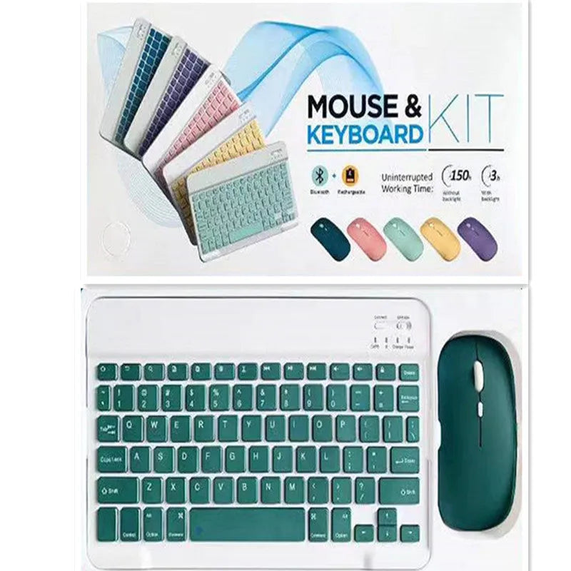10-inch Bluetooth keyboard and mouse set in black colour with USB linker and battery