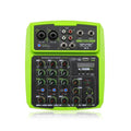 Reverb audio processor in green, red, or yellow colour with USB interface and power adapter
