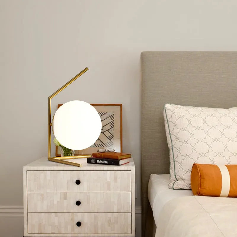 Glass ball table lamp with 12W white or warm light, 220V socket power and EU or US plug option