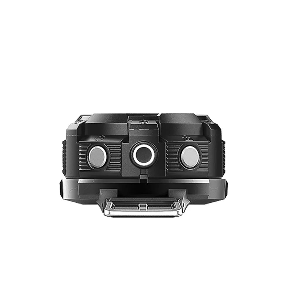 Black waterproof sports digital camera with compact design shown next to an SD card.