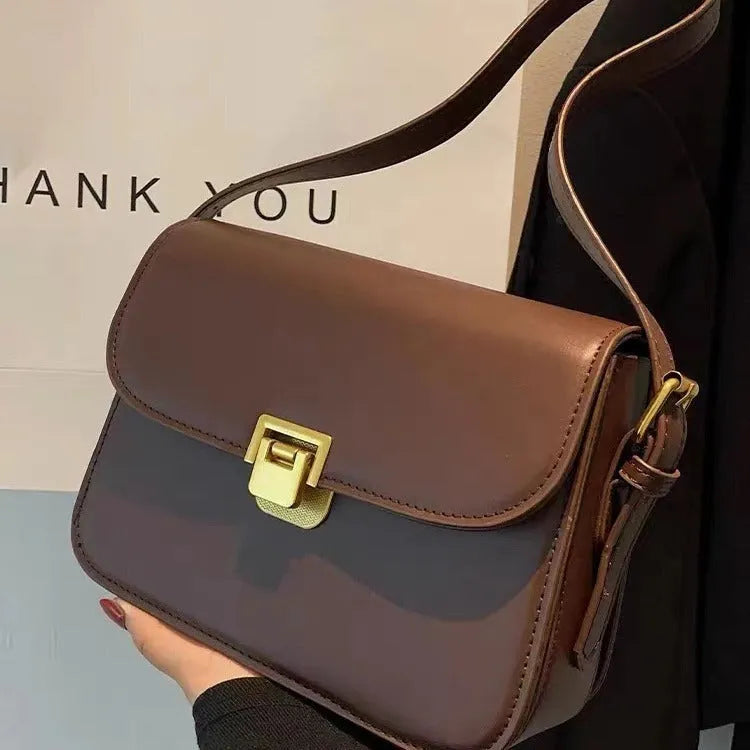 Soft PU leather women's underarm square bag with niche texture in five colour options