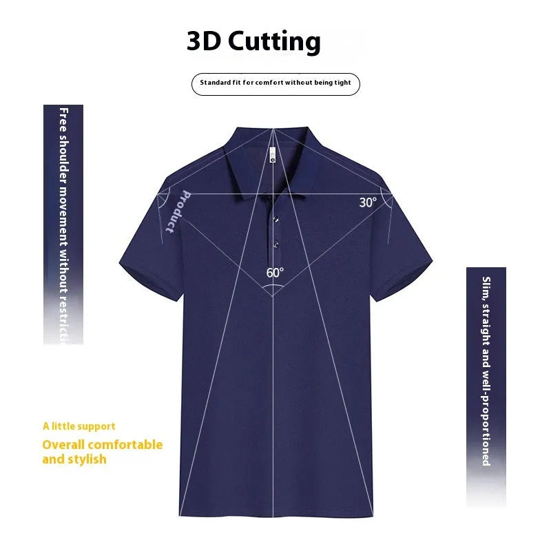 Short sleeve lapel collar work shirt in cool silk cotton blend, shown in a light colour.