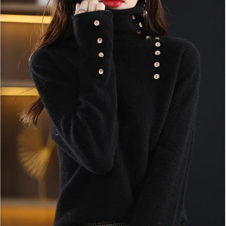 Slim fit knitted bottoming shirt with 3D pattern in light camel colour, showing 40cm length and regular sleeve design