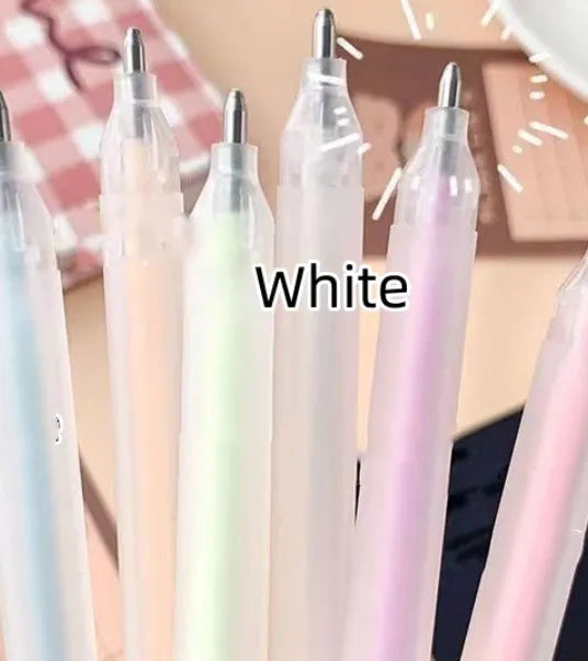 Cap-pulling quick-dry dispensing pen in six colour options showing plastic construction