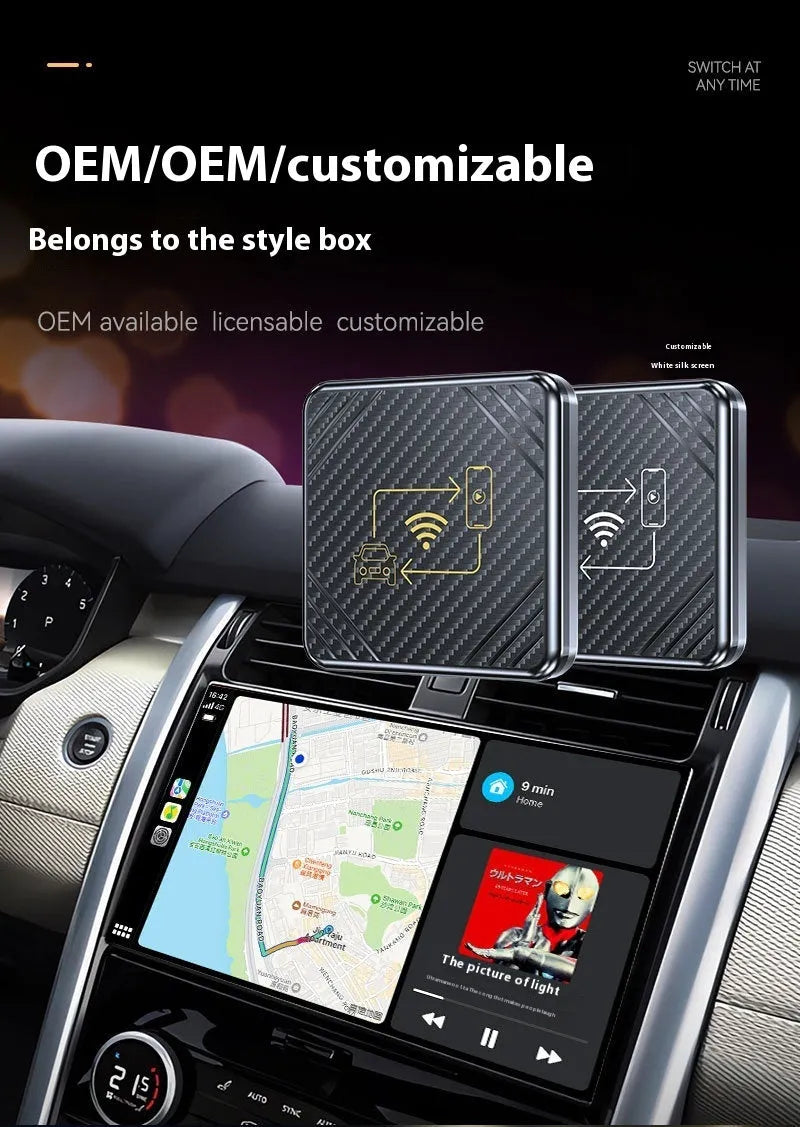 USB wireless CarPlay and Android Auto adapter box for car factory screens