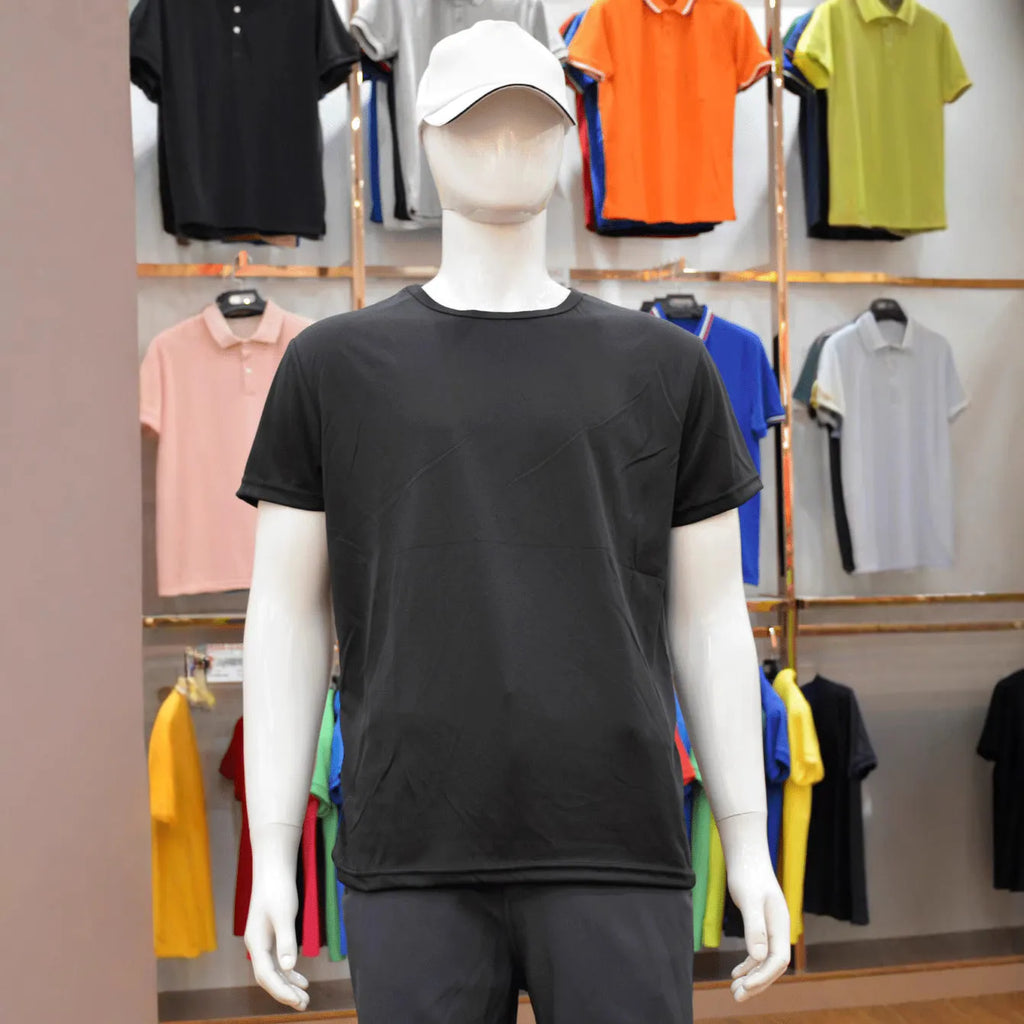 Quick-drying slim fit short-sleeved T-shirt in multiple colours with round neck