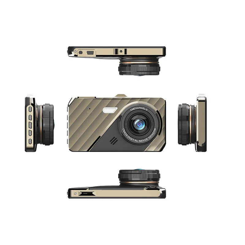 4-inch touch screen dual lens car dashboard camera for front and rear recording