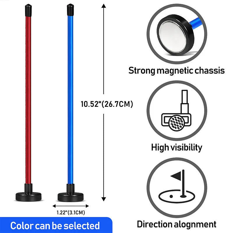 Magnetic golf swing alignment trainer with baseball bar attached to clubhead showing visual feedback on face position