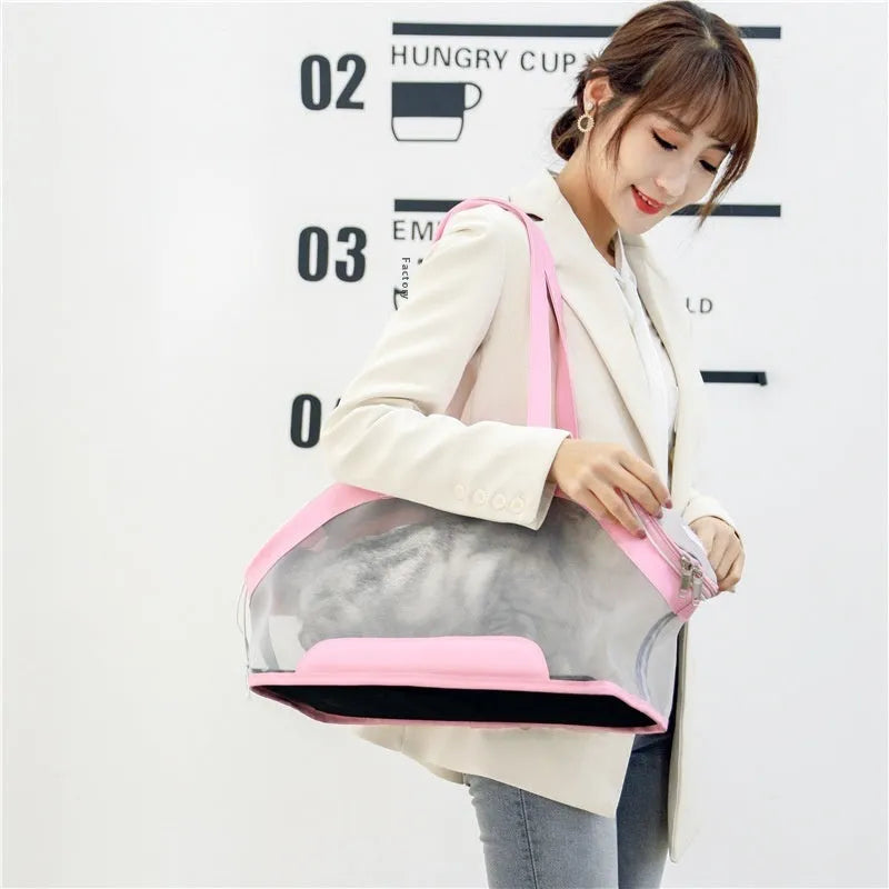 MOORPET leather cat carry bag with 25-litre capacity in solid colour design