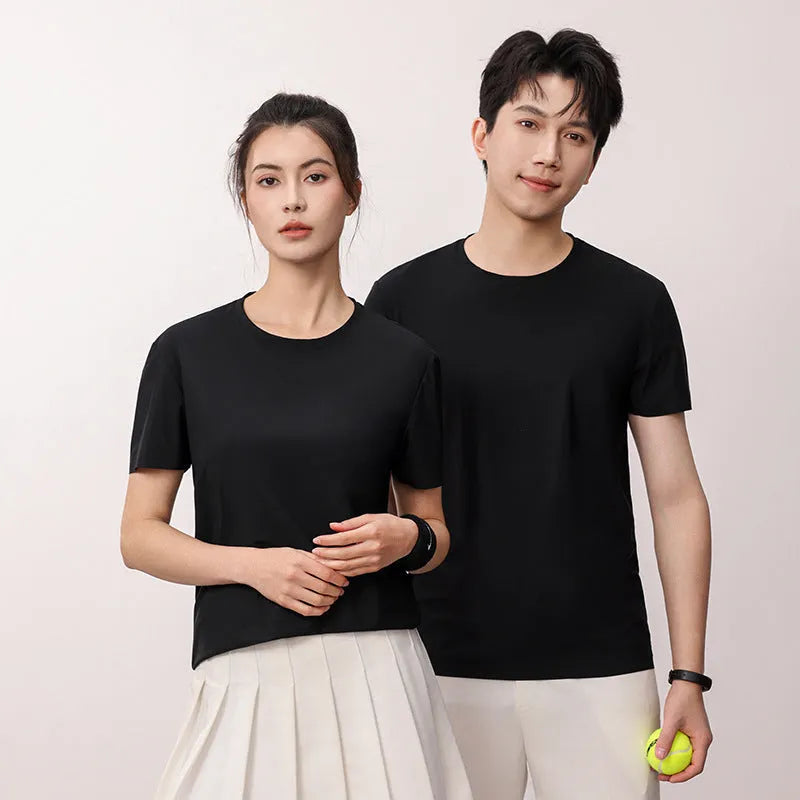 Ice silk quick-drying T-shirt in slim fit with short sleeves showing antibacterial and anti-UV properties