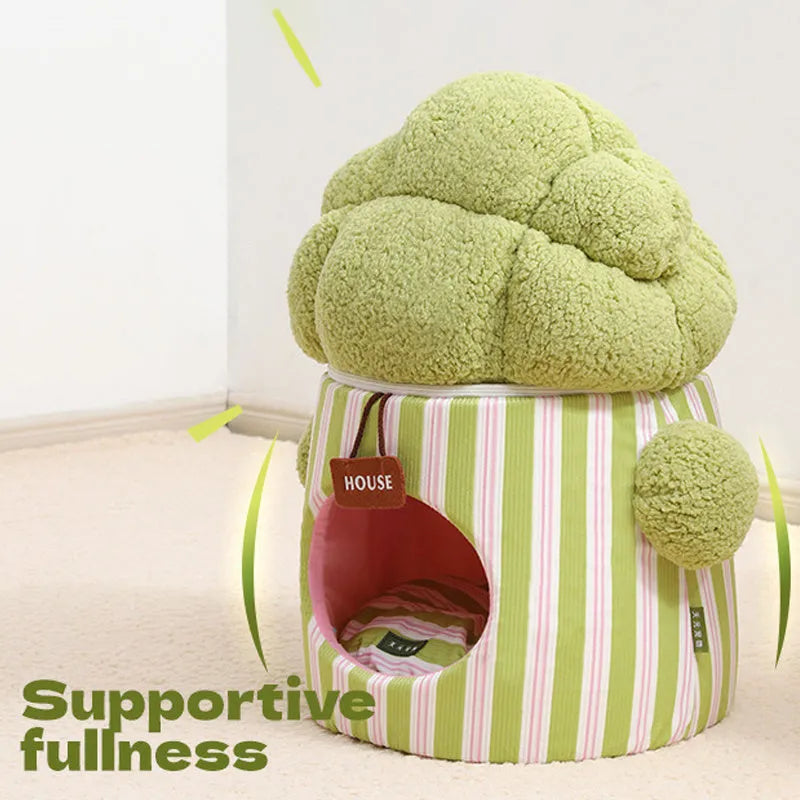 Cauliflower-shaped tree hole nest pet house for small dogs and cats in green colour
