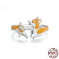Silver ring with cartoon corgi design and adjustable sizing for women