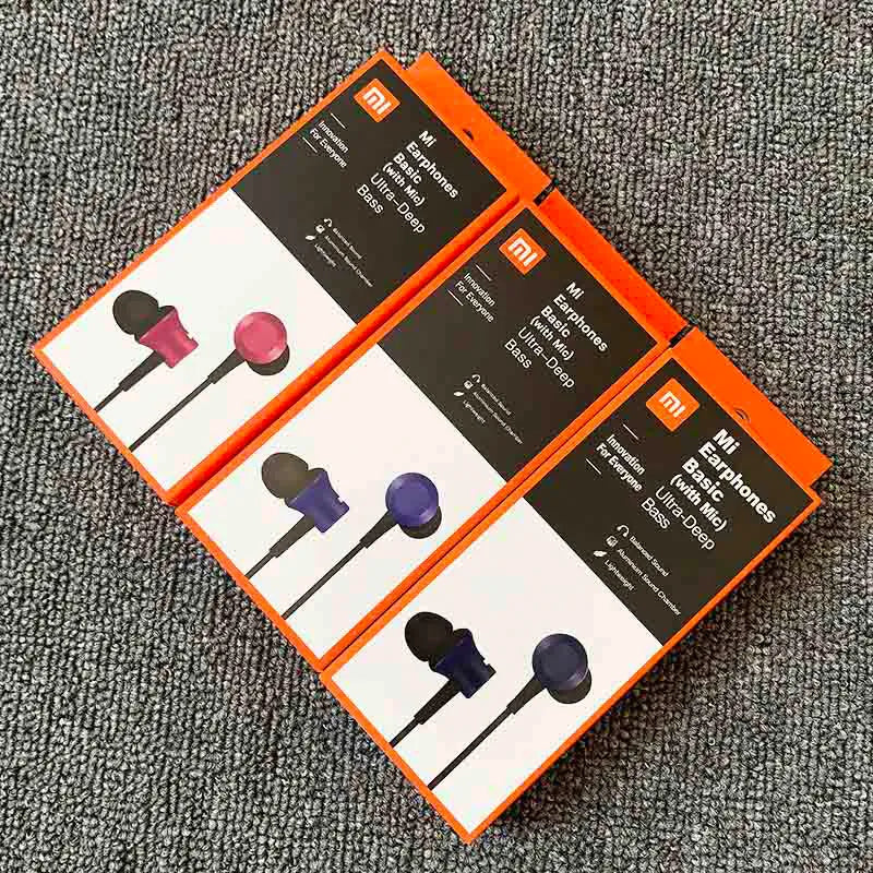 Piston wired in-ear headphones with 3.5mm connector in black, blue, and red colour options
