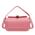 Women's shoulder messenger bag in PU leather with letter personalisation, shown in beige colour with stitching details