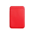 Magnetic card holder wallet case attached to iPhone showing three card slots in PU leather
