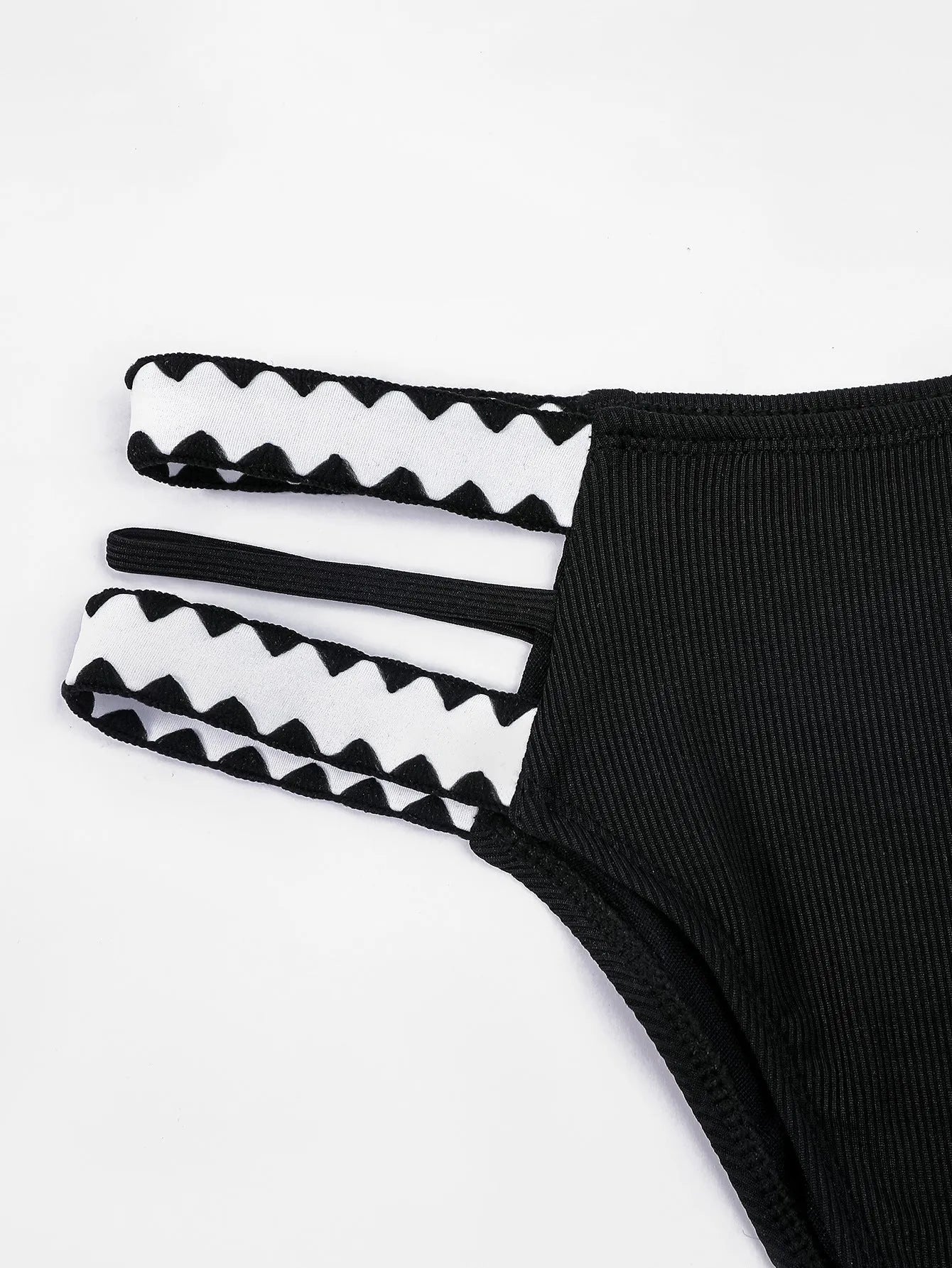 Black women's swimsuit bikini with hollowed-out design and split-side bottoms