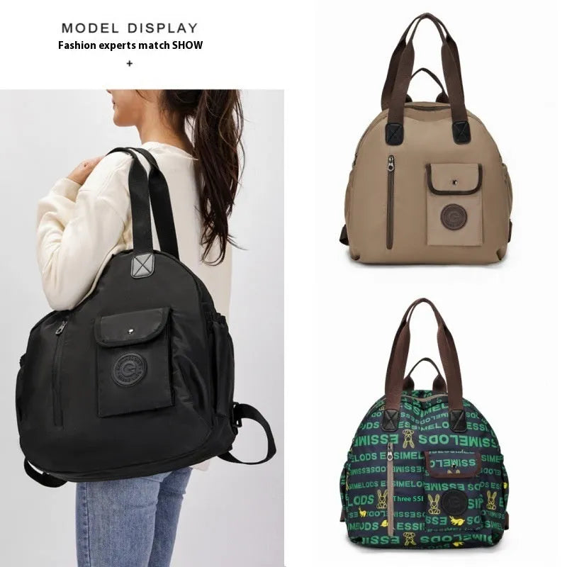 Outdoor backpack showing 48cm height with sandwich pocket compartment and medium hardness nylon construction