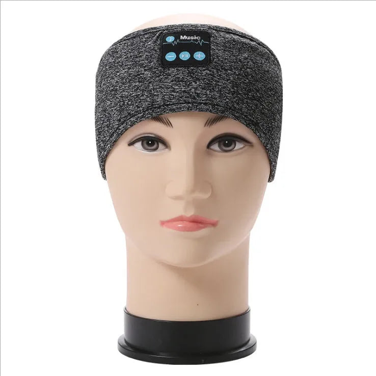 Wireless Bluetooth V5.0 sports headband with music call, 26x10cm cationic polyester, black colour