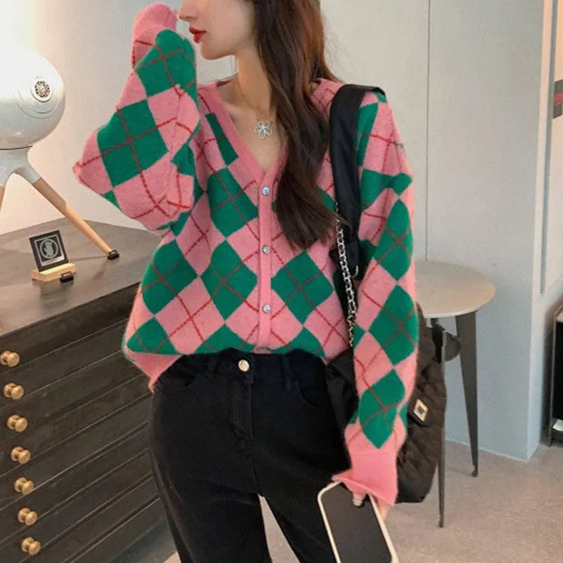 Japanese Korean casual cardigan in acrylic knit with macaron colours and free size fit