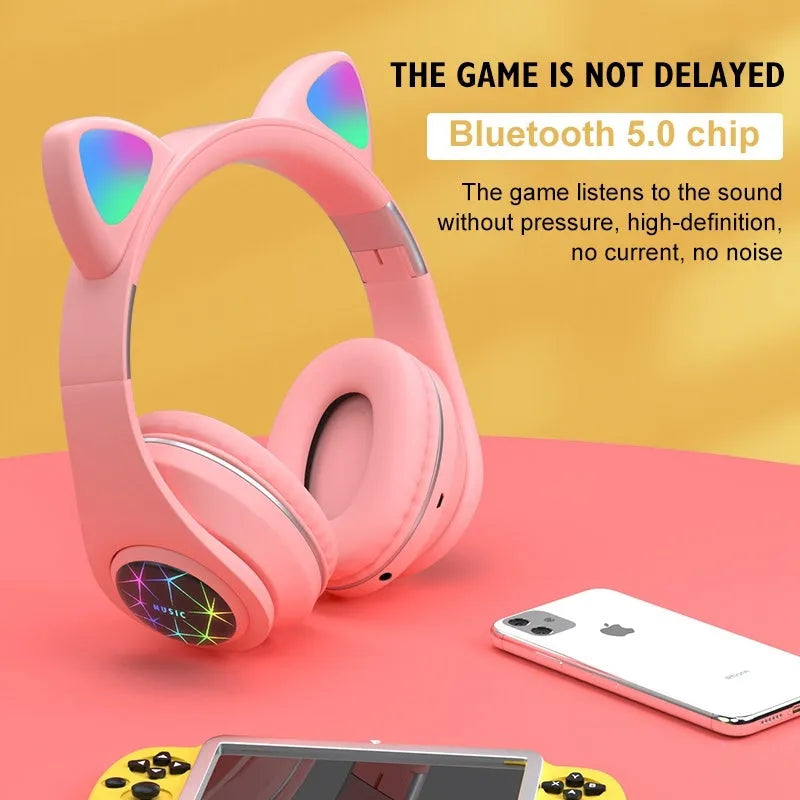 Cat ear wireless sports Bluetooth headset in various colours with head-mounted design for exercise use