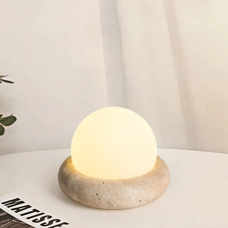 Cream-style bedside remote control night lamp with 15.5cm diameter and yellow cave stone colour