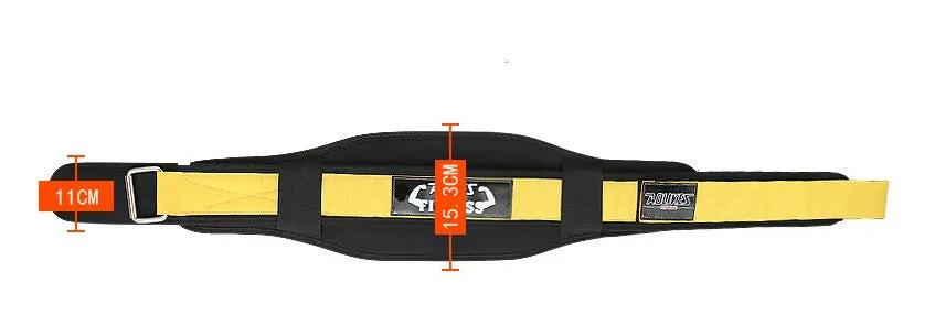 Fitness weightlifting waistband in black, red, or yellow colour, adjustable nylon construction for adult weightlifters