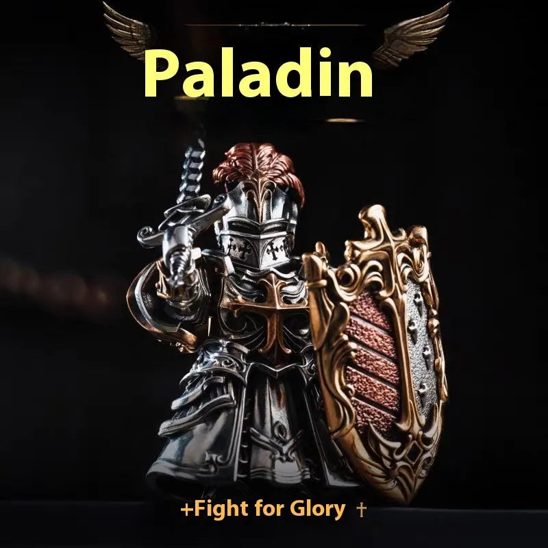 Paladin National Style Crusader copper ornament set with holy sword, shield, cloak, angel wings and weapon rack.