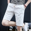 Men's cotton summer shorts in black with mid-waist lace-up placket and capri length