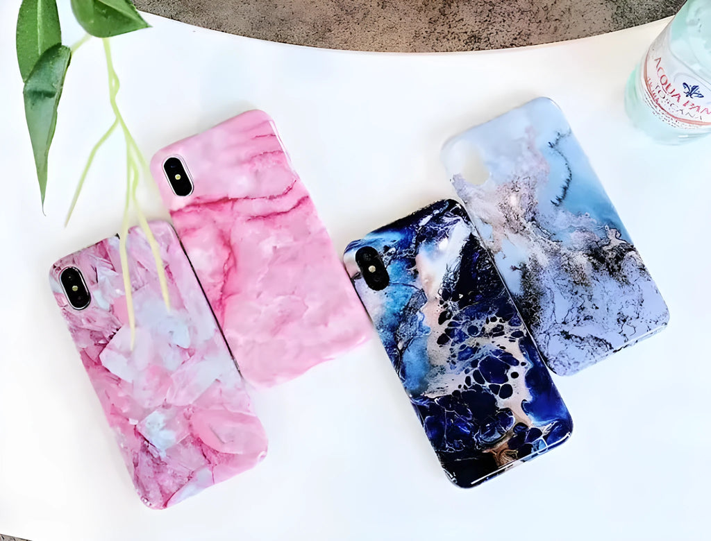 Colourful stone pattern design on a soft back cover for an iPhone
