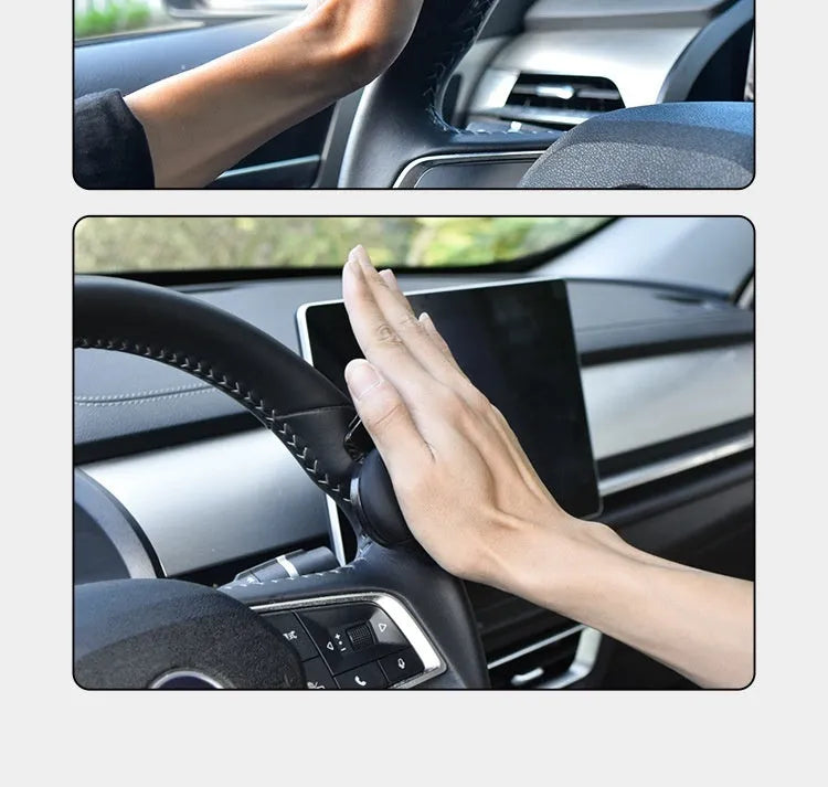 Black steering wheel assist ball with 9cm silicone grip and metal bearing for single-hand steering