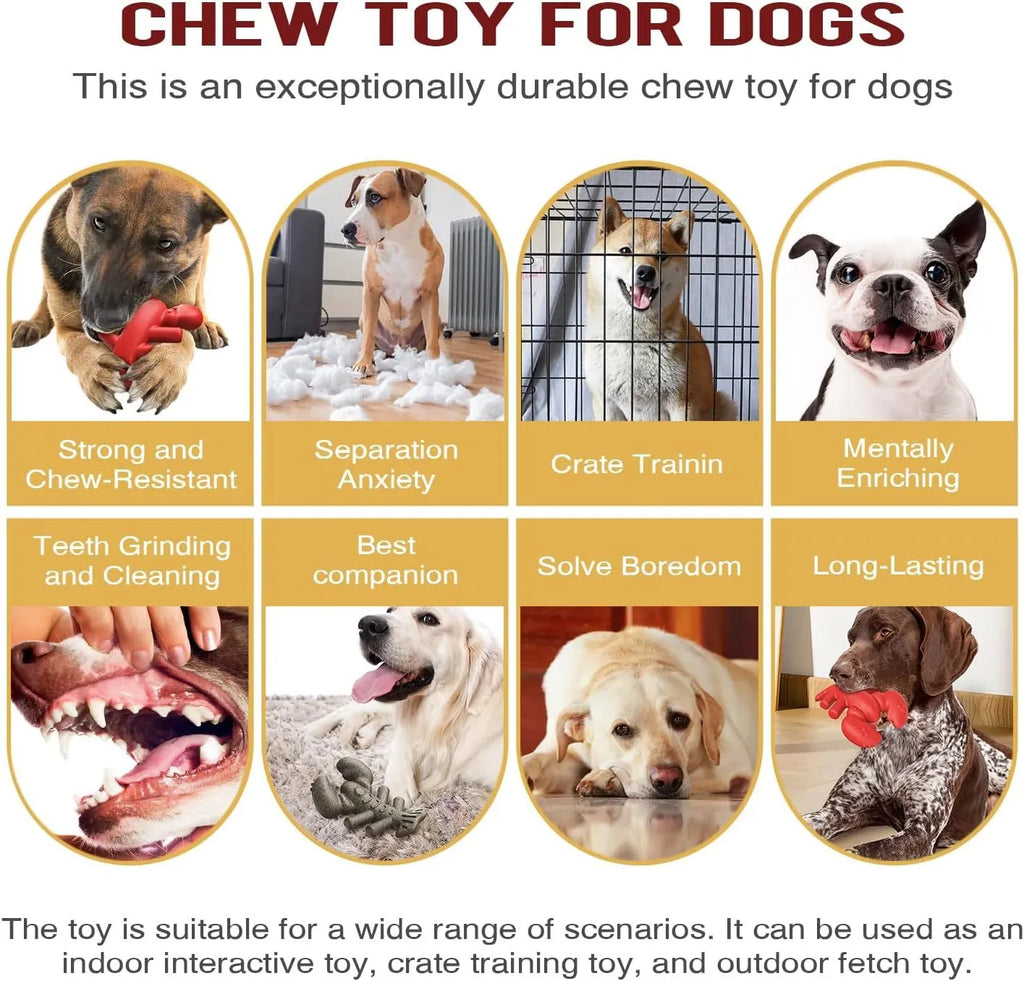 Red dog chew toy for aggressive chewers, 170mm long, 320g weight, durable hard material
