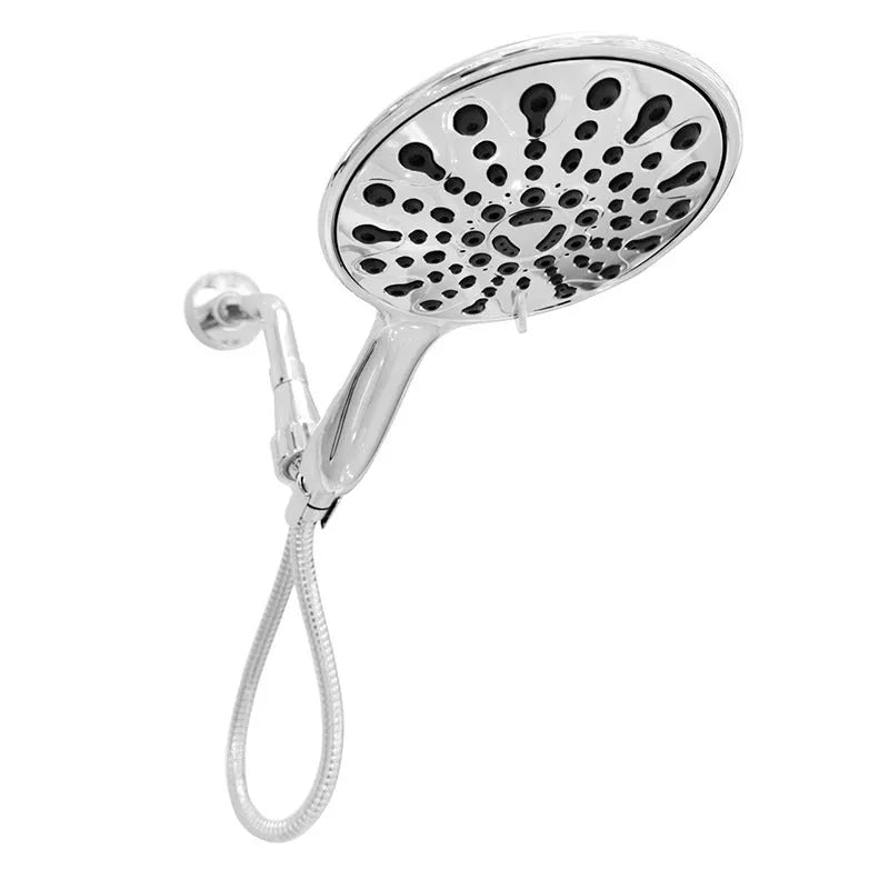 6-inch handheld shower head with six spray functions, electroplated finish, and portable ABS design