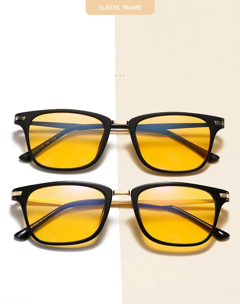 Full frame anti-blue light myopia glasses for men with PC lens, TR90 square retro frame, available in C1 C1.1 C1S C22 C5