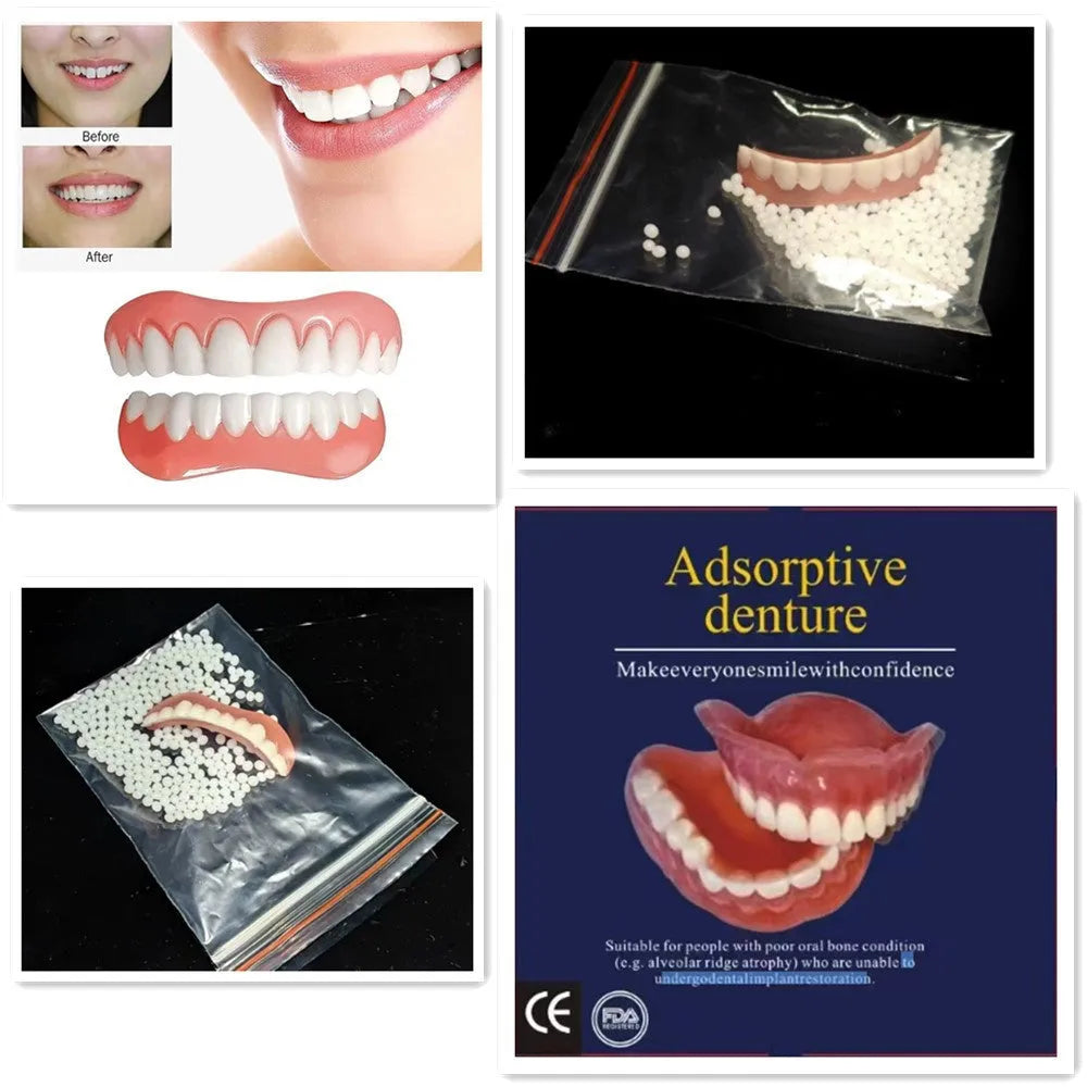 Silicone simulation dentures showing upper and lower teeth in natural colour for dental training