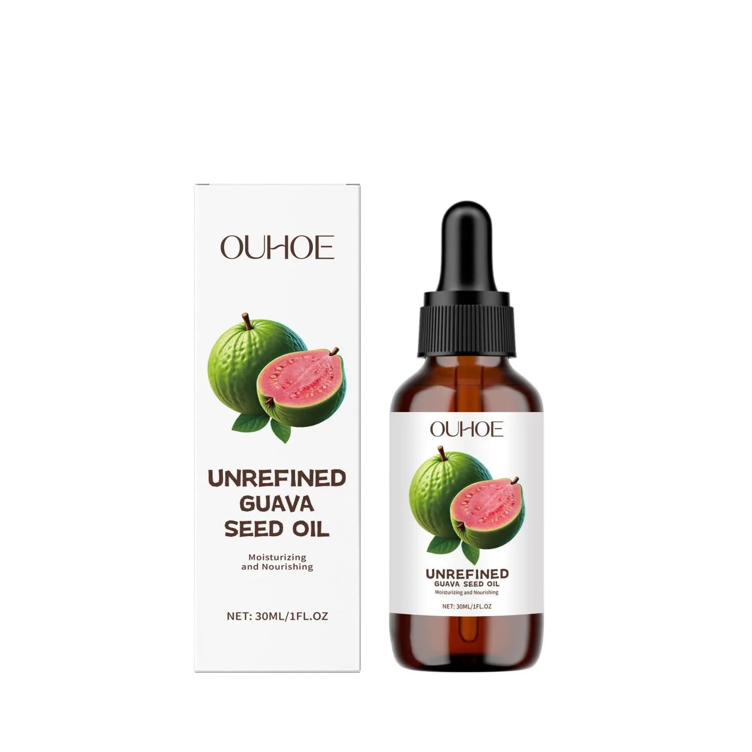 30ml bottle of guava seed oil with glycerin and antioxidant ingredients for skincare