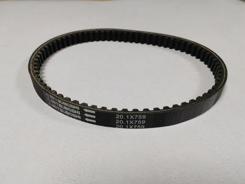 Black motorcycle drive belt for Jinli GP110 and Fengli VP110 scooters, size 20.1-759.