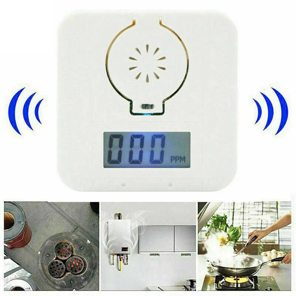 White wireless carbon monoxide alarm unit shown mounted on a wall.