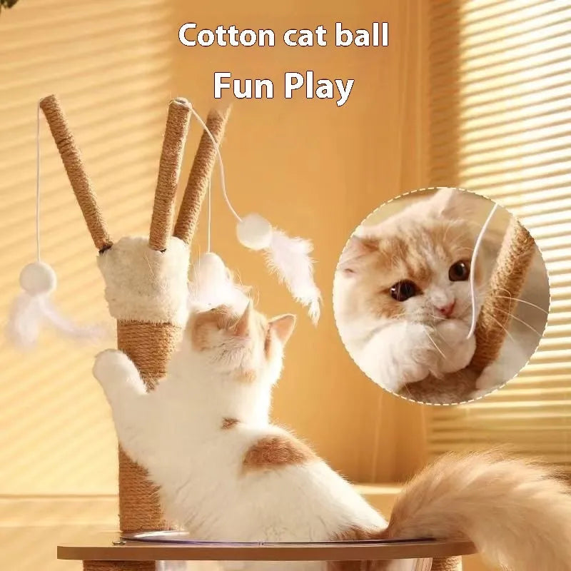 Wooden cat climbing frame with space capsule in luxury wood colour