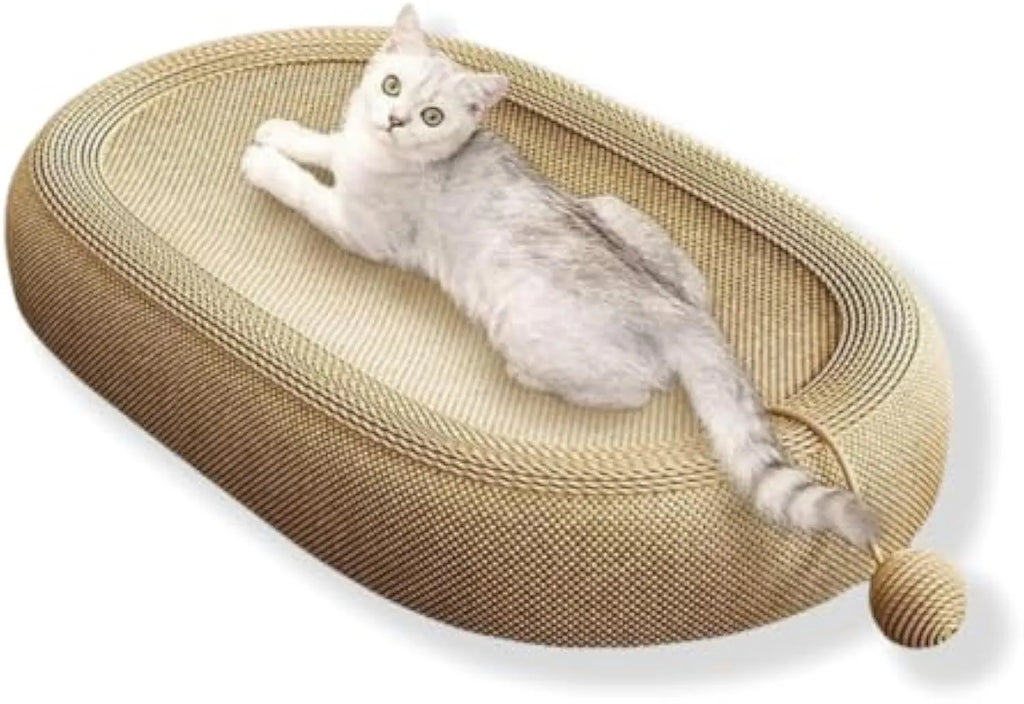 Sisal cat scratching board with 60x40cm surface and integrated resting platform