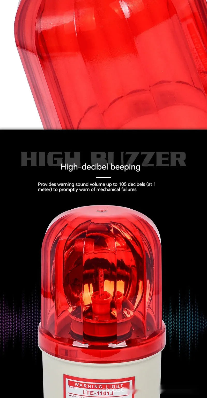 LTE-1101J red rotating warning light with sound alarm for industrial machine tool use