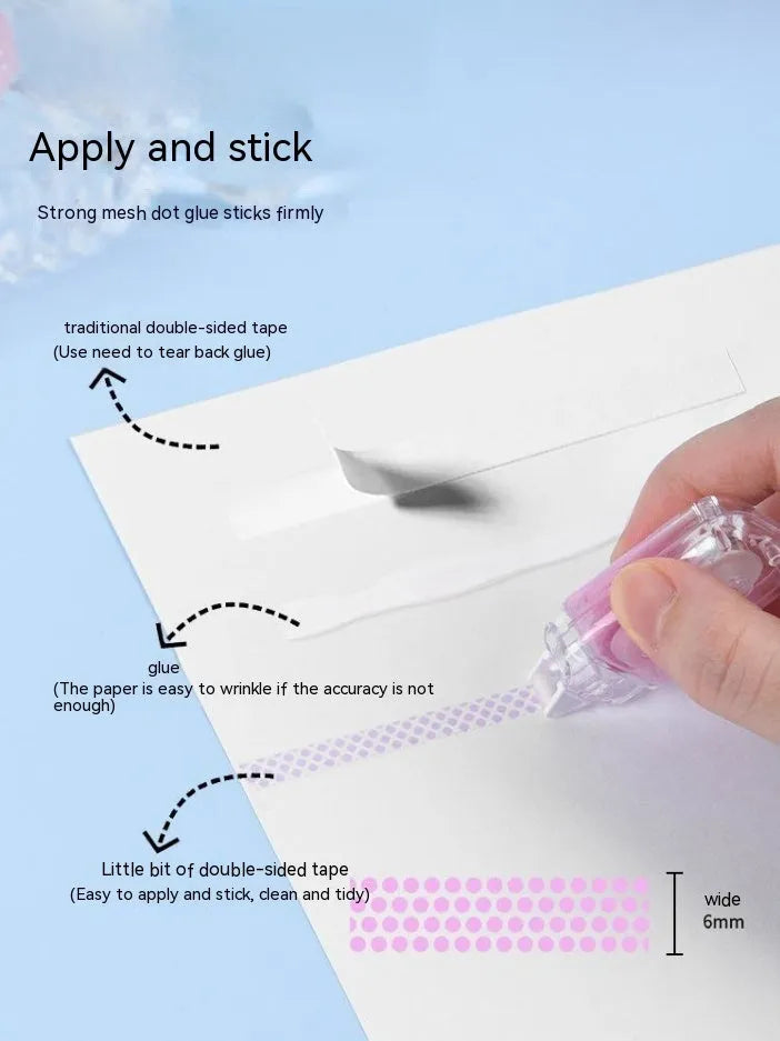 Student Cat's Paw Dots double-sided adhesive tape 5mm width PET base office use mixed colour