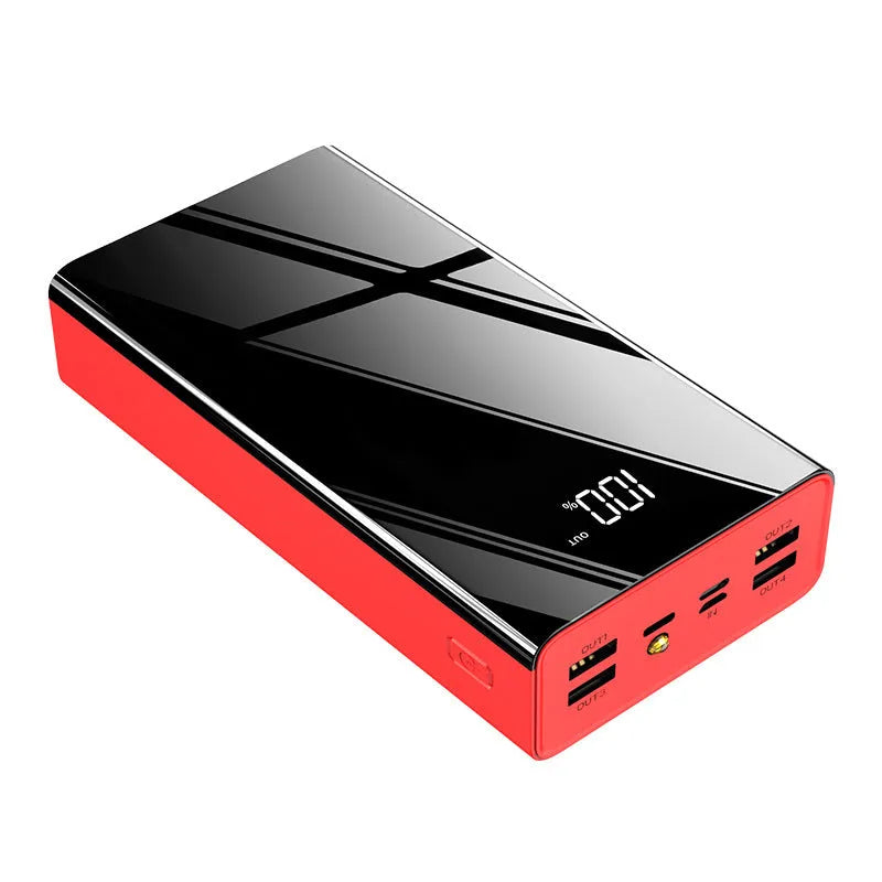 Large-capacity 40000 mAh power bank with LCD display in Chinese red or black, plastic shell