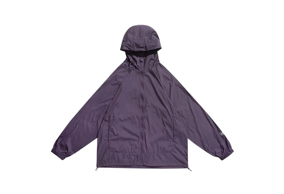Men's thin chemical fibre blend hooded sports coat with straight hem in multiple colour options